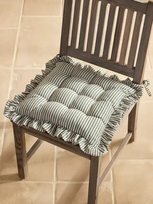 Ruffled Stripe Seat Cushion