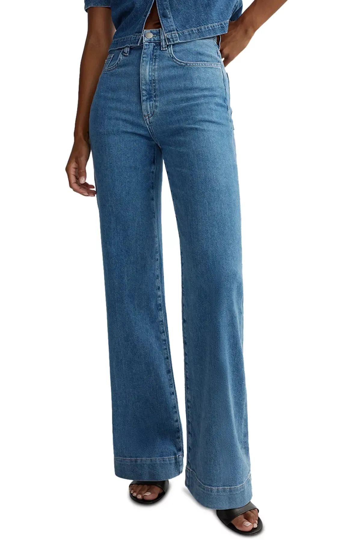 Karmine High Rise Refined Wide Leg Jeans in Terra Blue