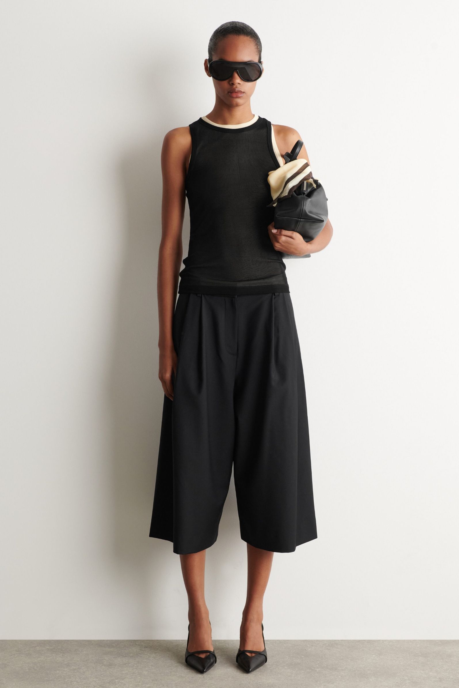 Pleated Wool-Blend Culottes