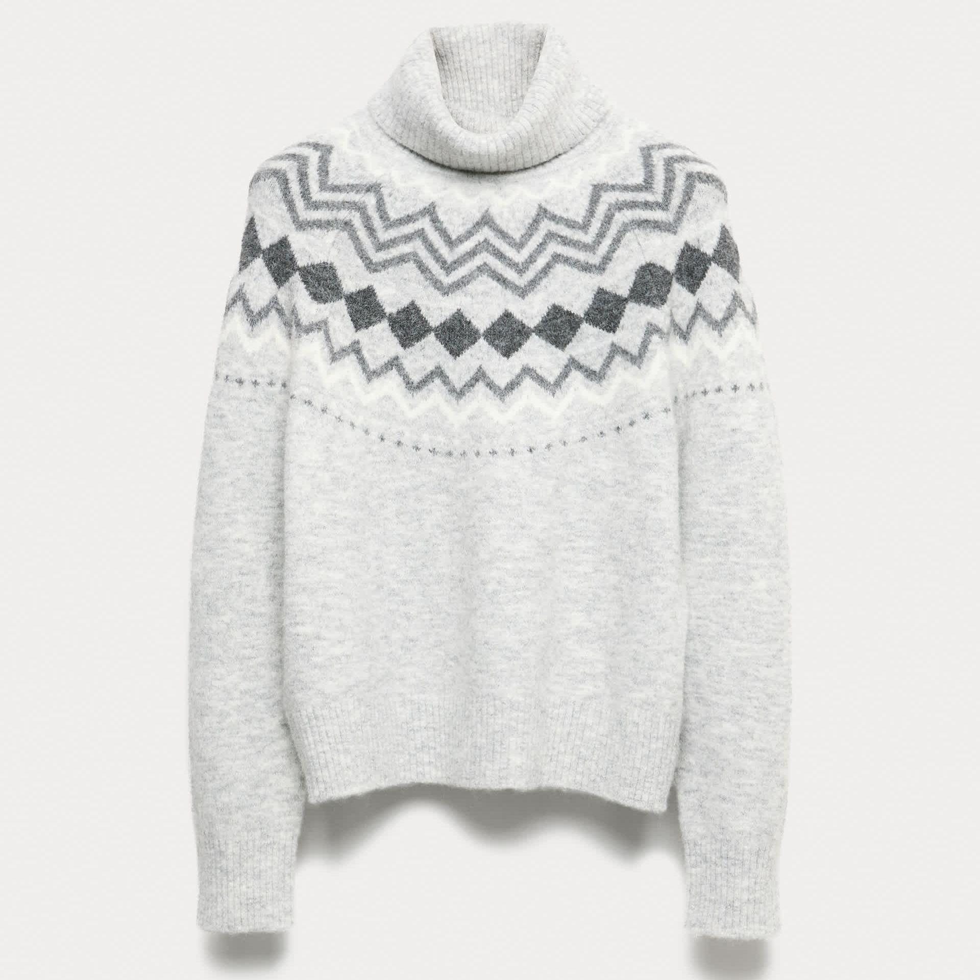 Fair Isle Roll Neck Jumper With Wool
