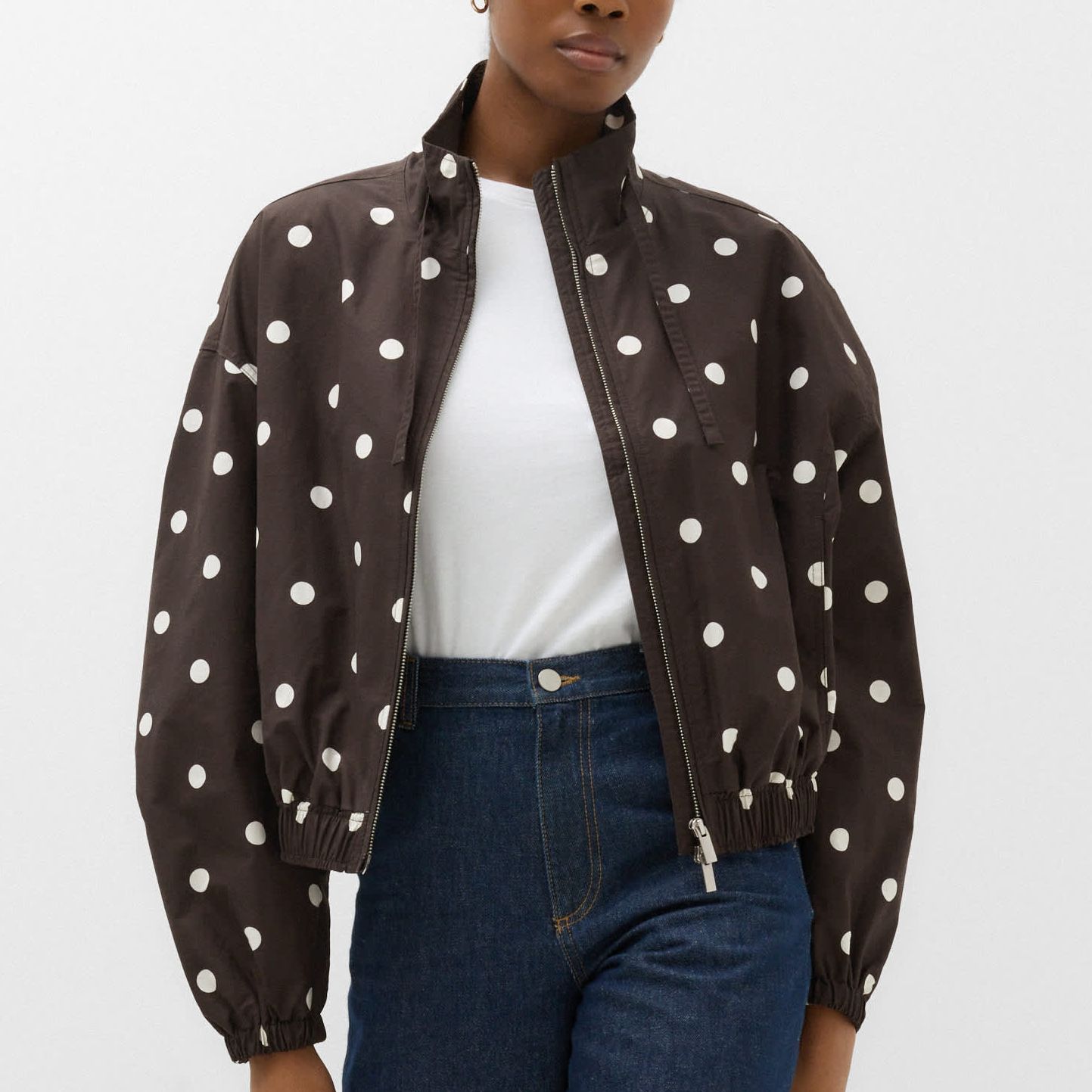 Cotton Rich Funnel Neck Bomber Jacket