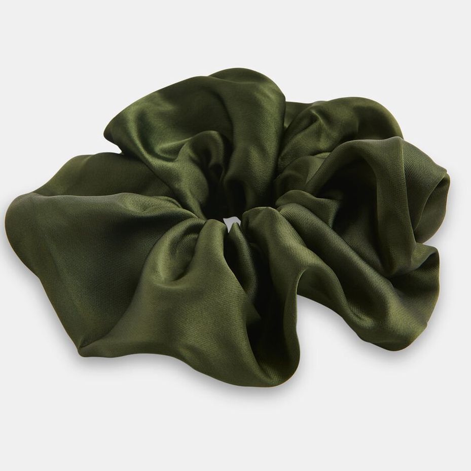 Olive Satin Scrunchie