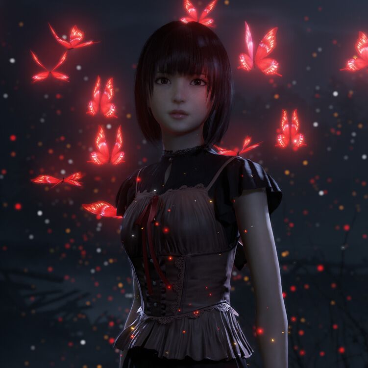 One of the twins from Fatal Frame 2 as she's surrounded by reddish butterflies