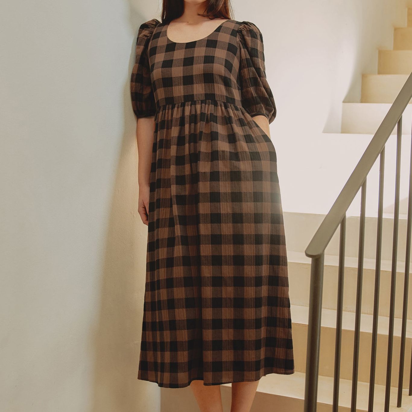 Iconic Chocolate Gingham Dress - 8