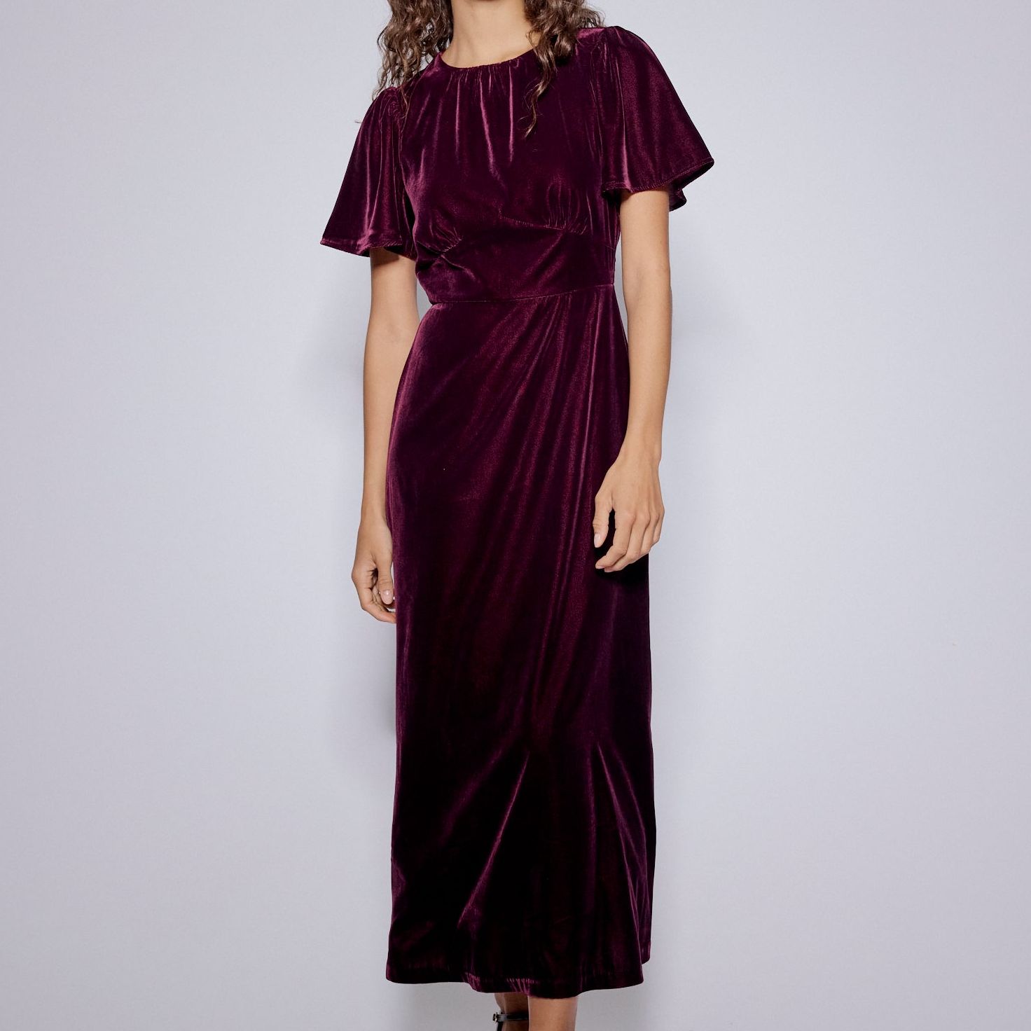 Purple Velvet Allegra Midi Dress