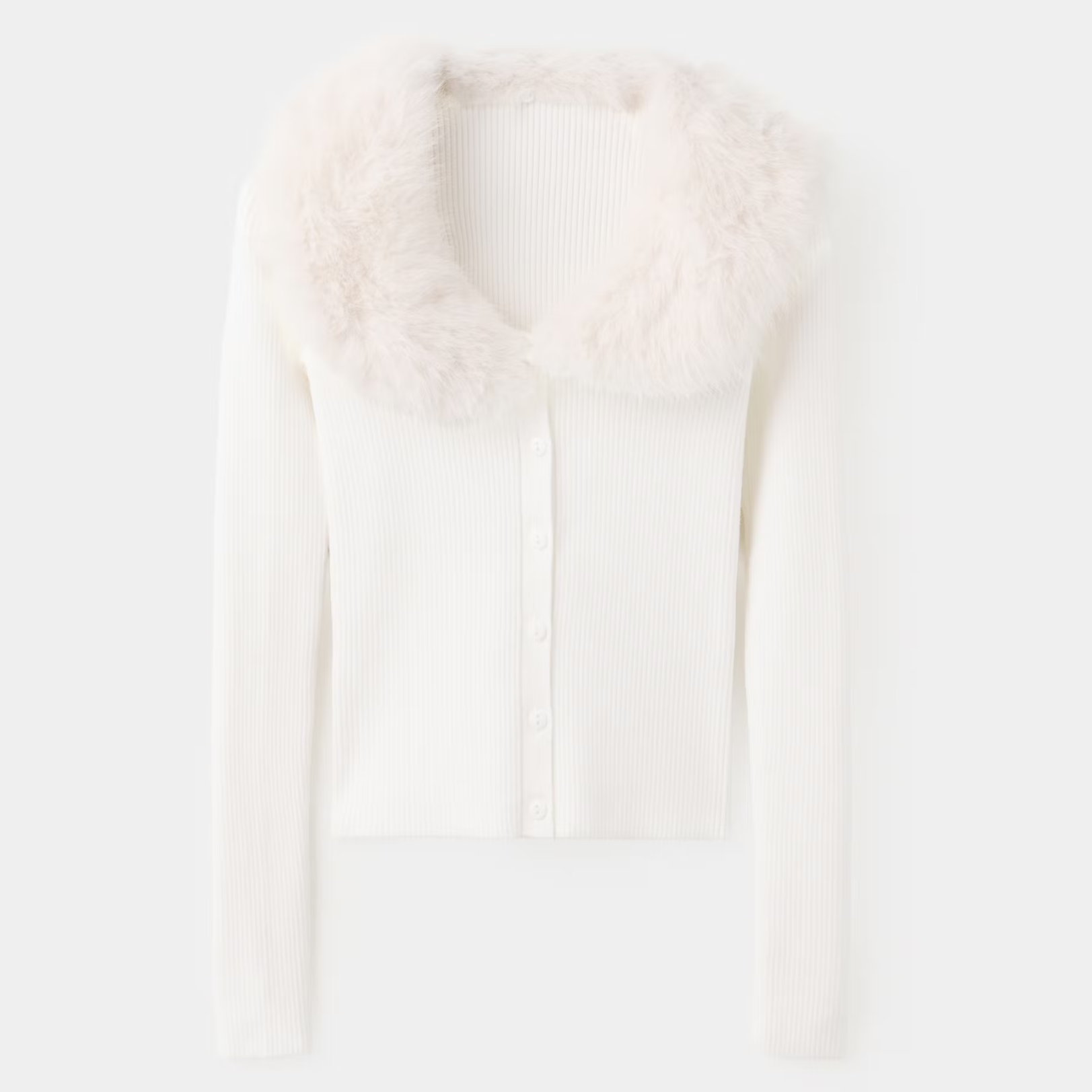 Mango, Detachable Fur-Effect Collar Cardigan