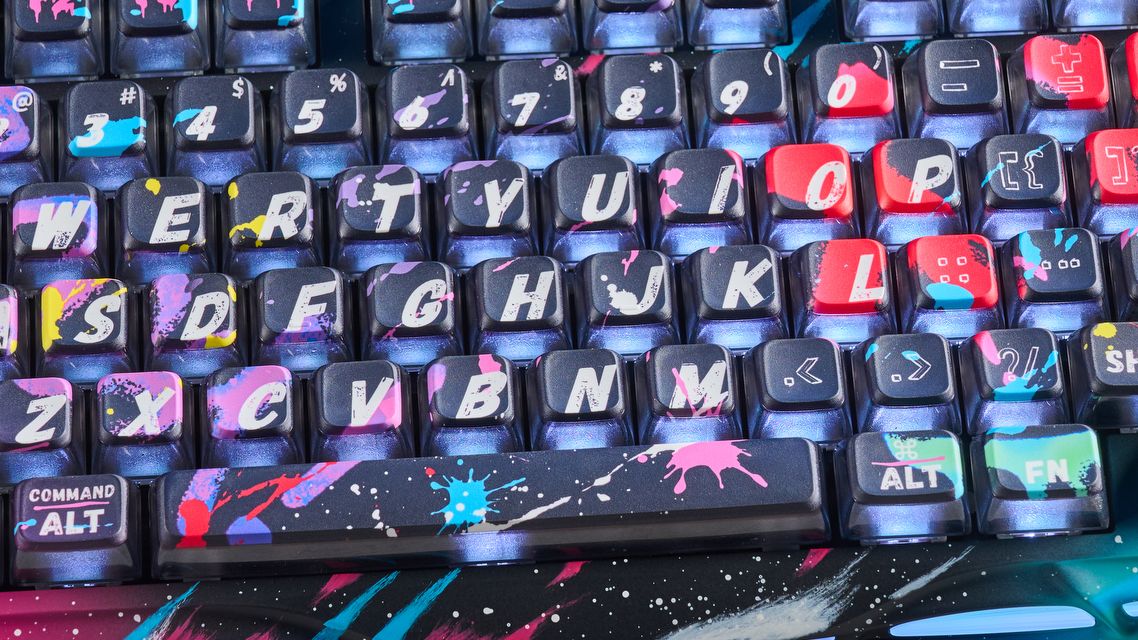 A Neon Graffiti GravaStar Mercury V75 Pro HE Hall Effect keyboard
