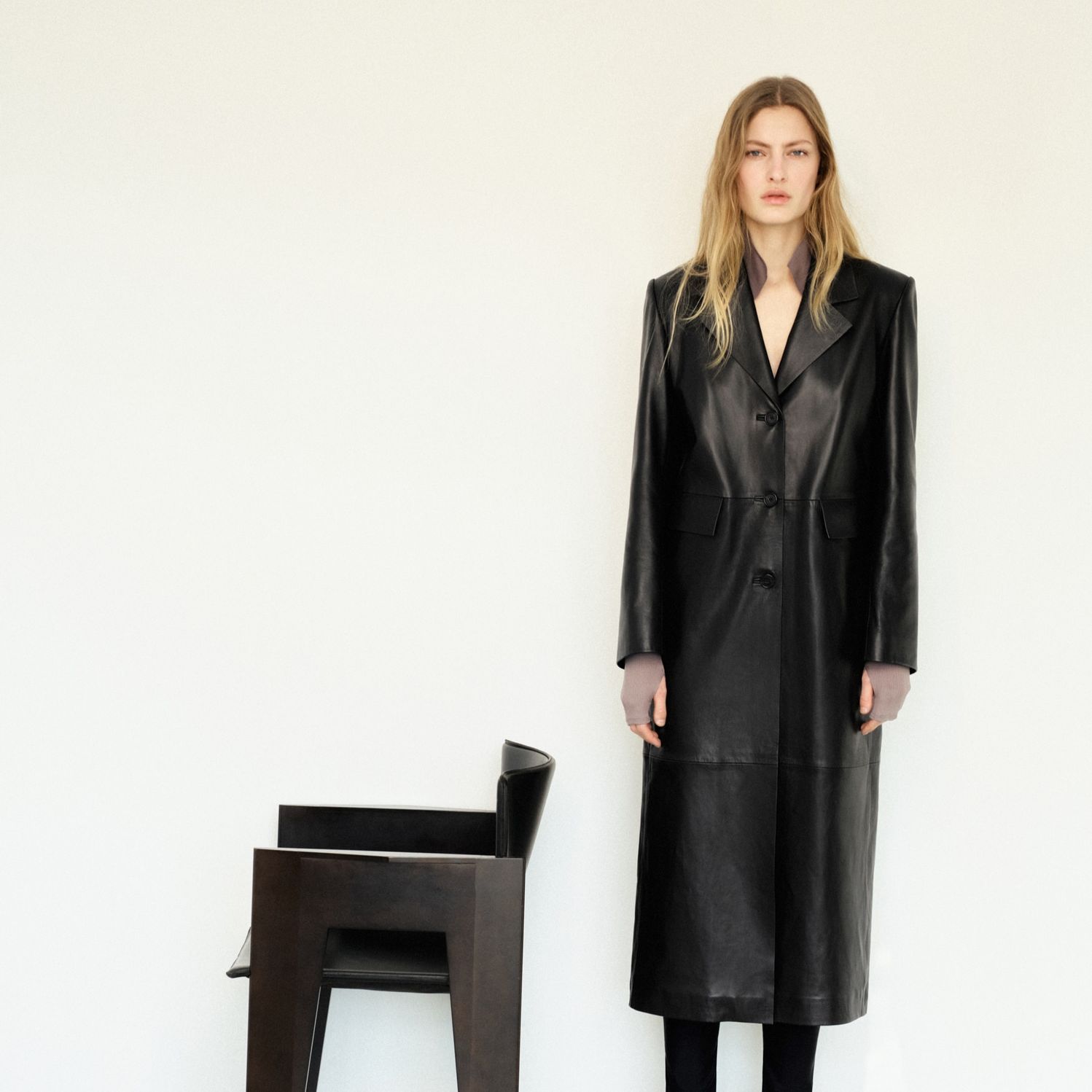 Straight Leather Coat With Pockets - Women | Mango United Kingdom
