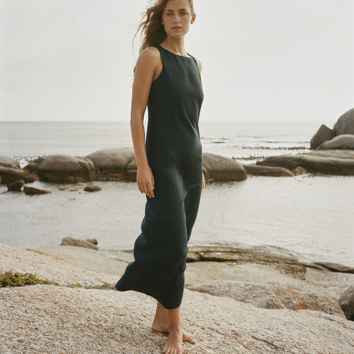 Birley Dress: Linen, Navy Blue