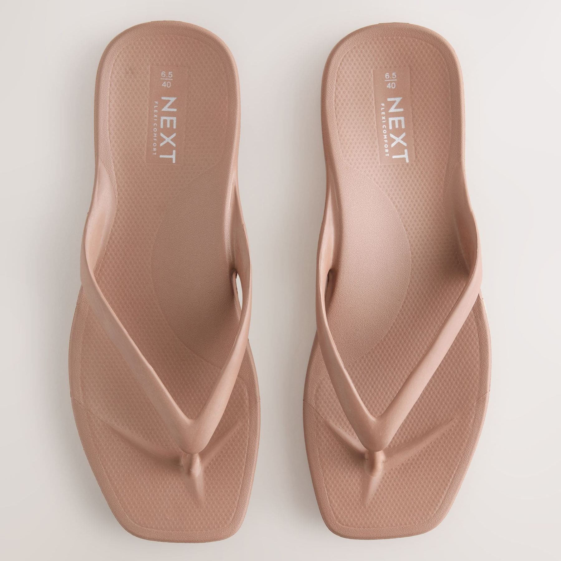 Taupe Standard Fit Arch Support Square Toe Flip Flops - Size 3.5 Eu 36