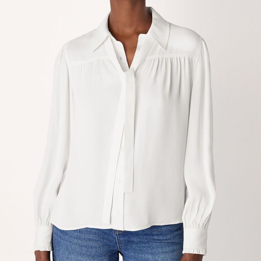 Ivory Tie Detail Crepe Blouse