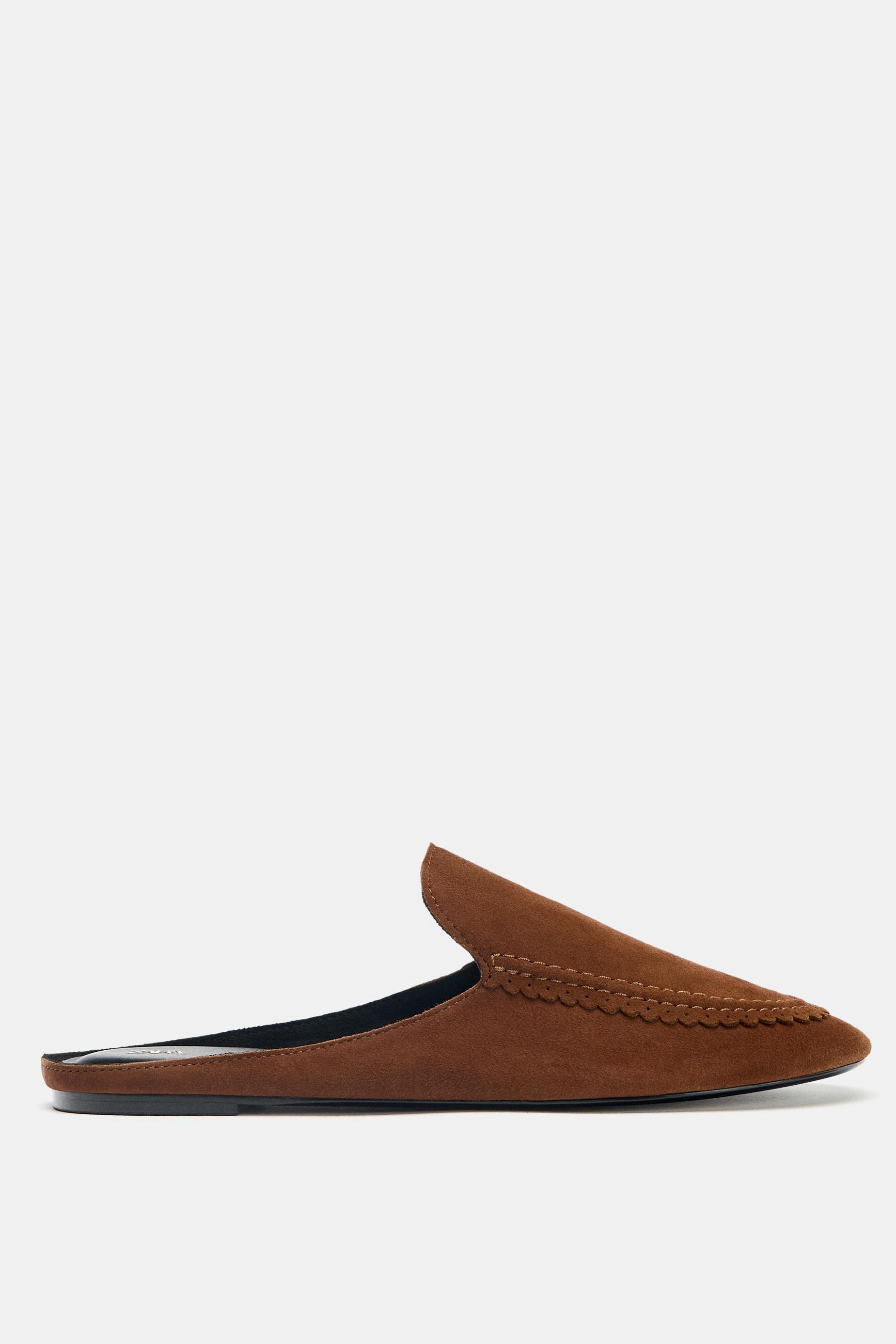 Split Leather Slingback Slippers