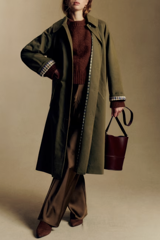 Sezane, Clyde Coat - Dark Green - Organic Cotton - S&amp;eacute;zane