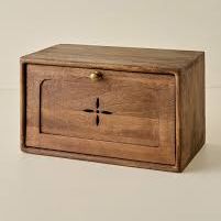 Antiqued Wood Carved Bread Box