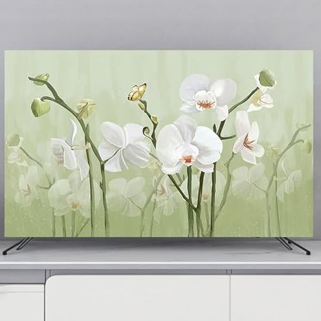 Indoor Dustproof Tv Cover, Tv Dust Cover Liquid Crystal Display Protective Case, Soft Polyester Painting Pattern Tv Dust Cover, Tv/pc Monitor Cover(color:color4,size:55inch)