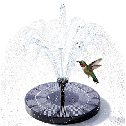 Aisitin 2.5w Solar Bird Bath Fountain Pump, Solar Fountain Pump for Bird Bath With 6 Nozzles, 6.7" Solar Powered Water Fountain Pump for Garden, Ponds, Pool, Fish Tank, Aquarium and Outdoor