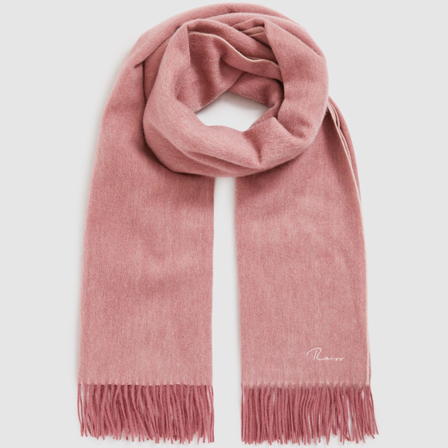Reiss Blush Pink Wool-Cashmere Scarf
