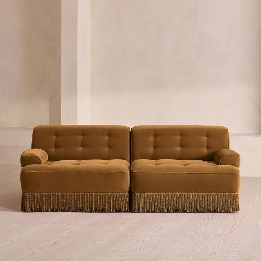 Elowen Modular Sofa, Three Seater, Velvet, Mustard Uk