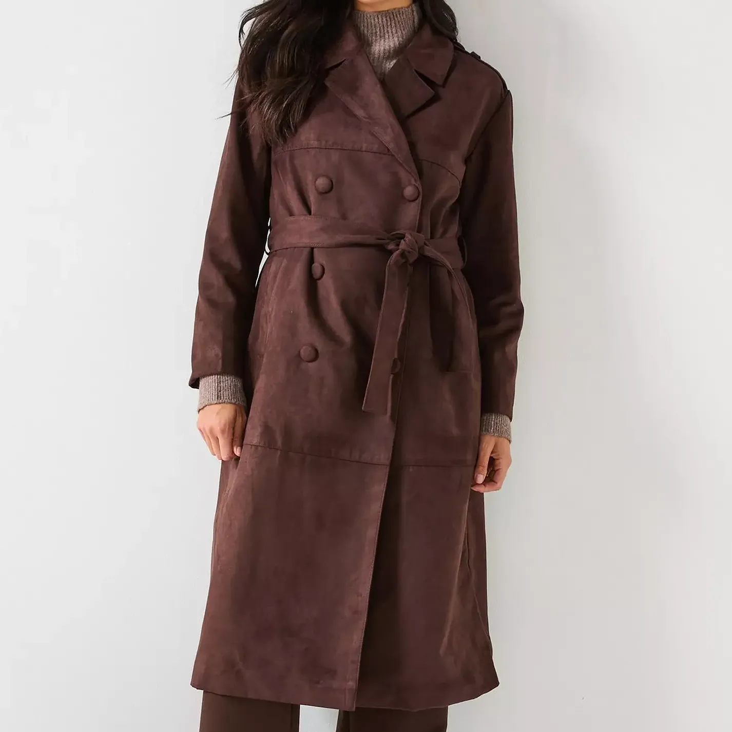 Only Faux Suede Trench Coat