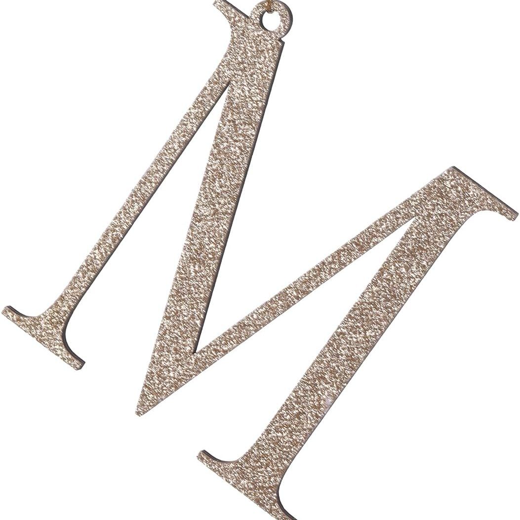 Pxniy Gold Monogram Christmas Ornament,personalized Initial Xmas Tree Ornament,xmas Stocking Tag(letter M)