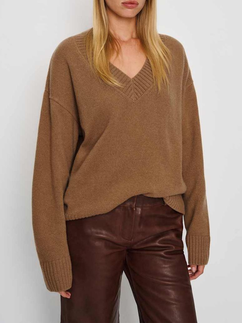Jadey Cashmere Oversized V-Neck Sweater