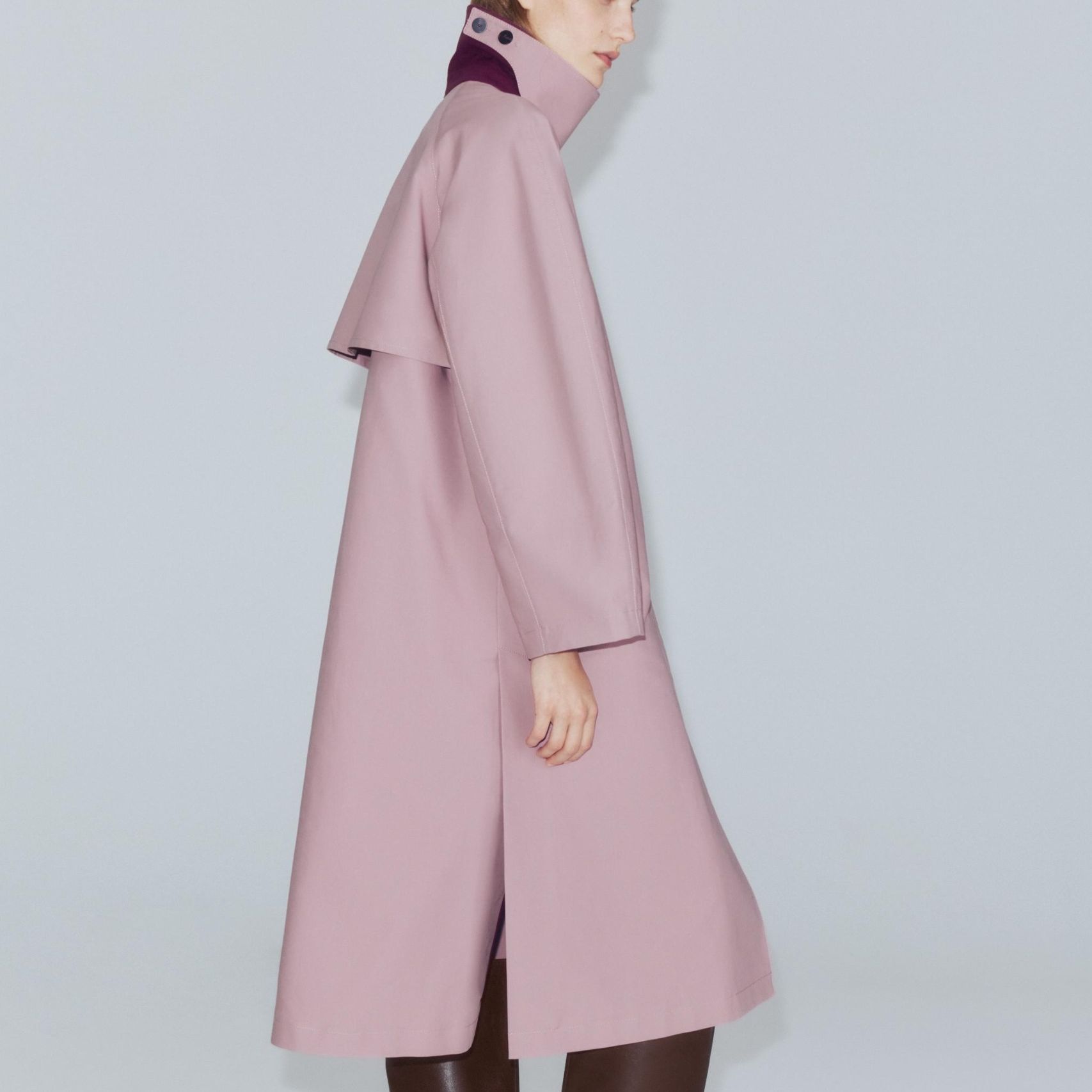 Zw Collection Long Double-Breasted Trench Coat - Pink - Xs