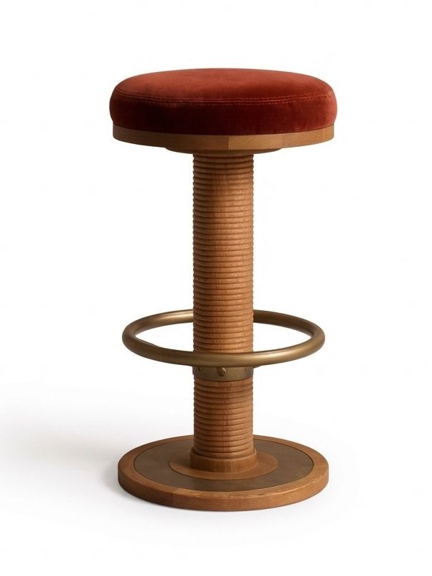 Bryden Counter Stool, Velvet, Rust