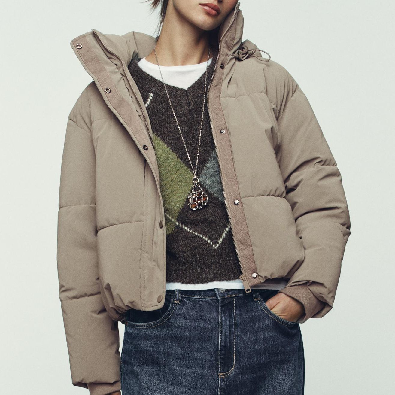 Short Water-Repellent Windproof Hooded Anorak