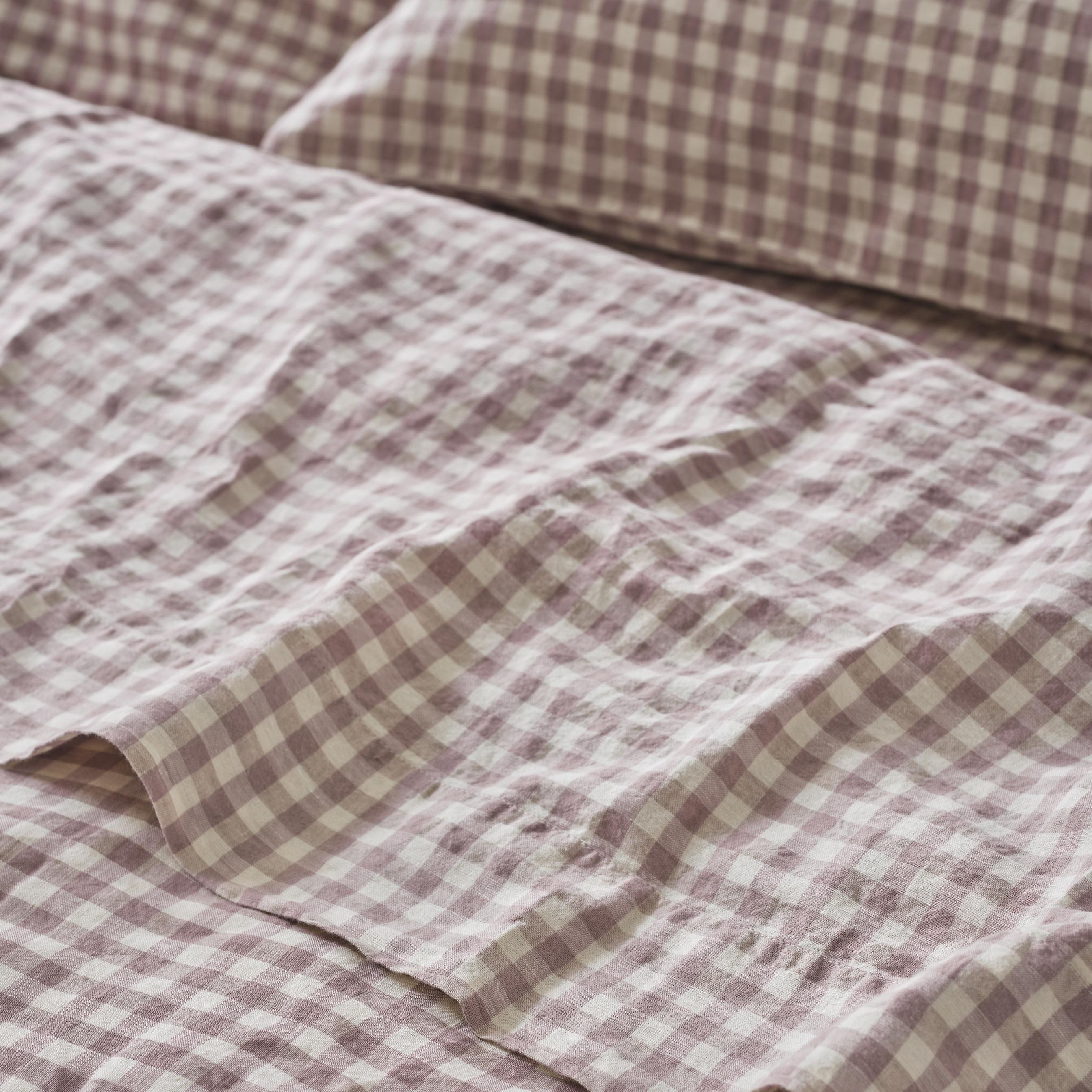 Elderberry Gingham Linen Blend Flat Sheet