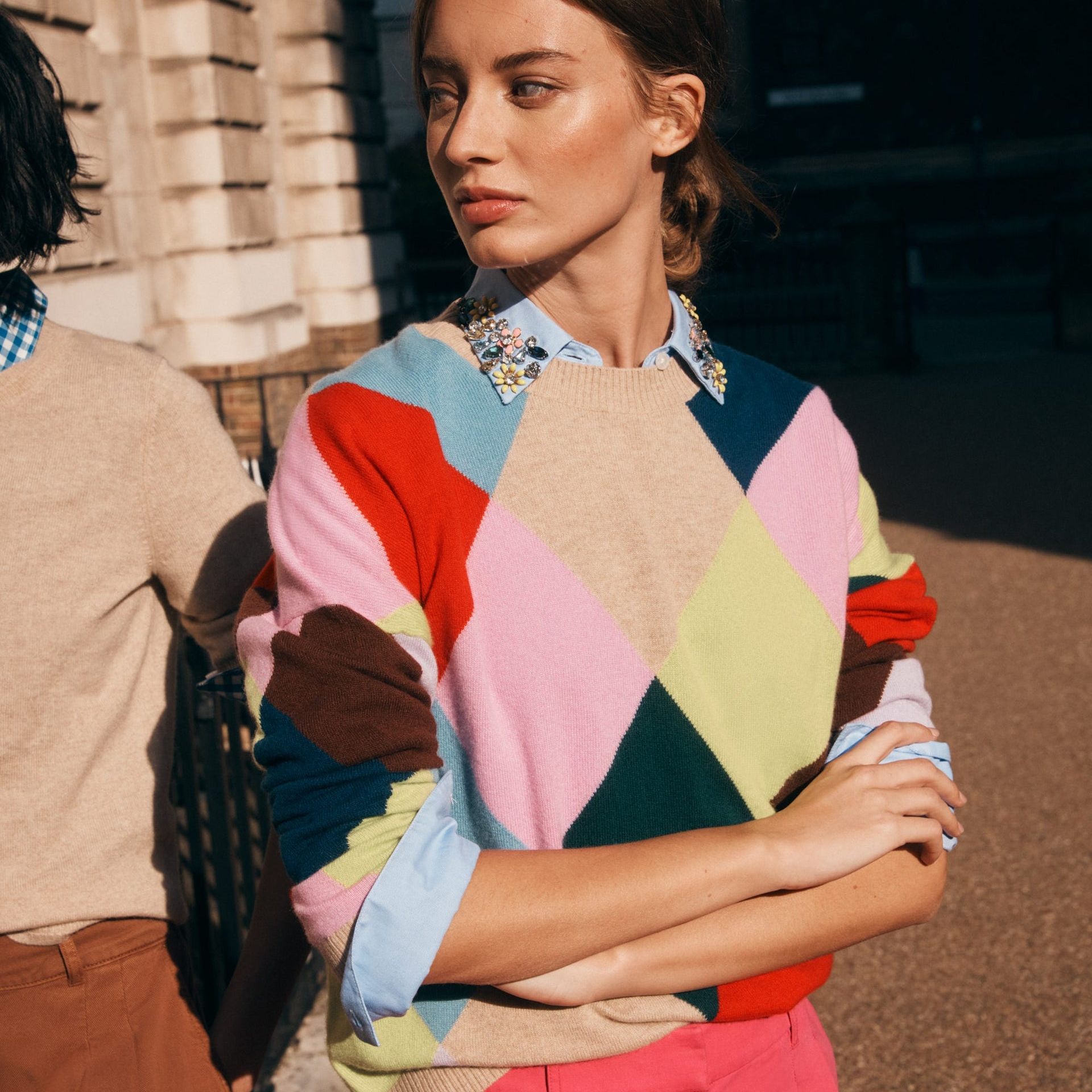 Anastasia Cashmere Jumper-Multi Harlequin Jumper