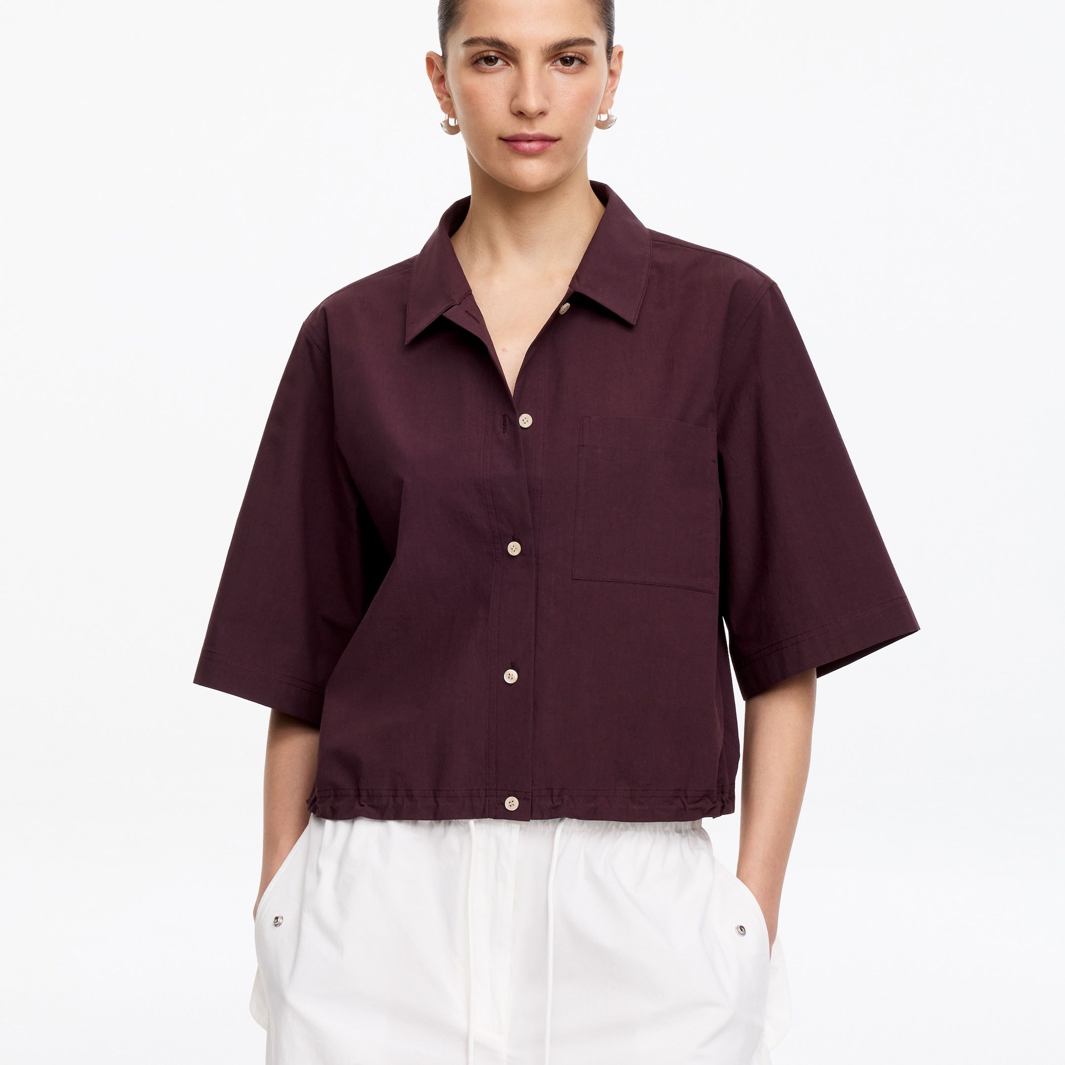 Cotton Short-Sleeve Shirt &amp;ndash; Plum &amp;ndash; Women &amp;ndash; Arket Gb