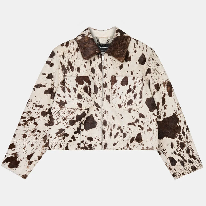 Whistles, Brown Cow Print Zip Jacket