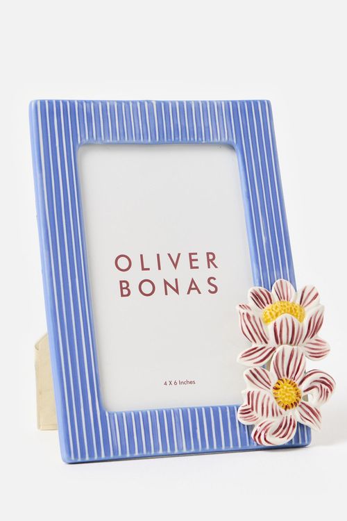 Flower Stripe Glass Photo Frame