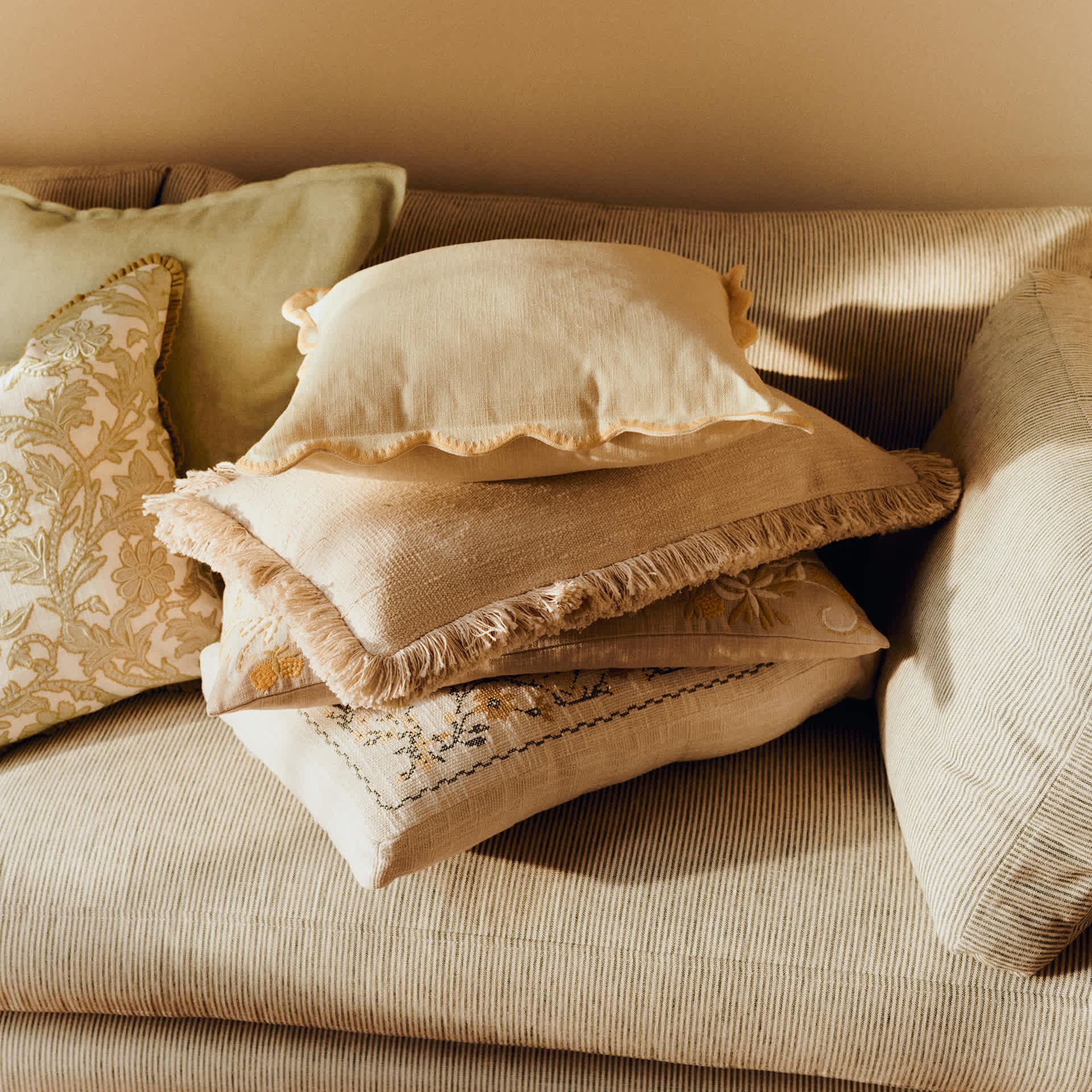 Pure Cotton Textured Fringed Bolster Cushion