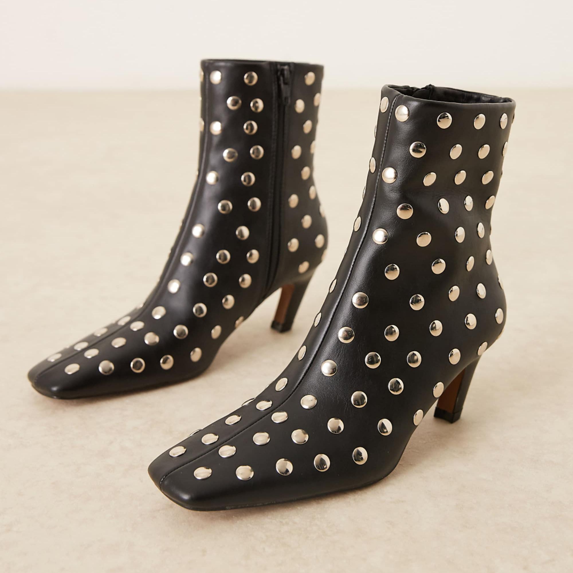 Asos Design Raye Studded Chisel Toe Ankle Boots in Black