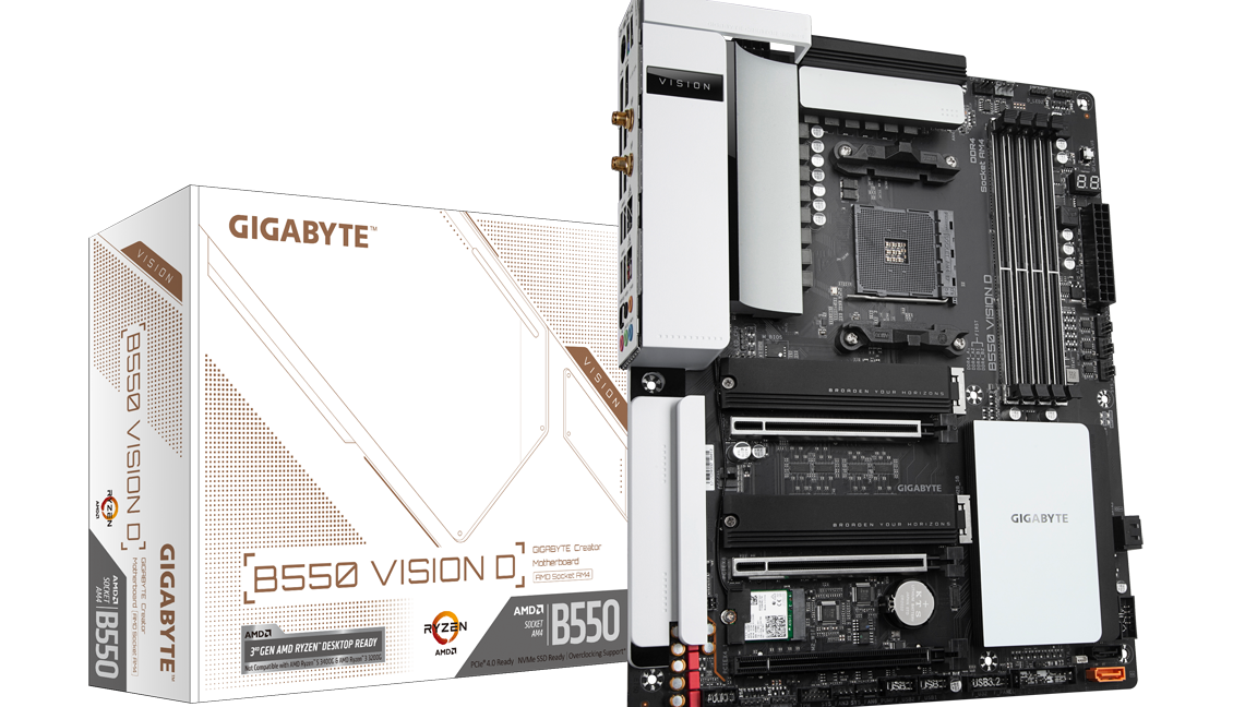 【豪華白パーツ3点】B550 VISION D-P / 32GB / ROG電源 Gigabyte's B550 Vision D is a Fancy & Functional Jacket For Your