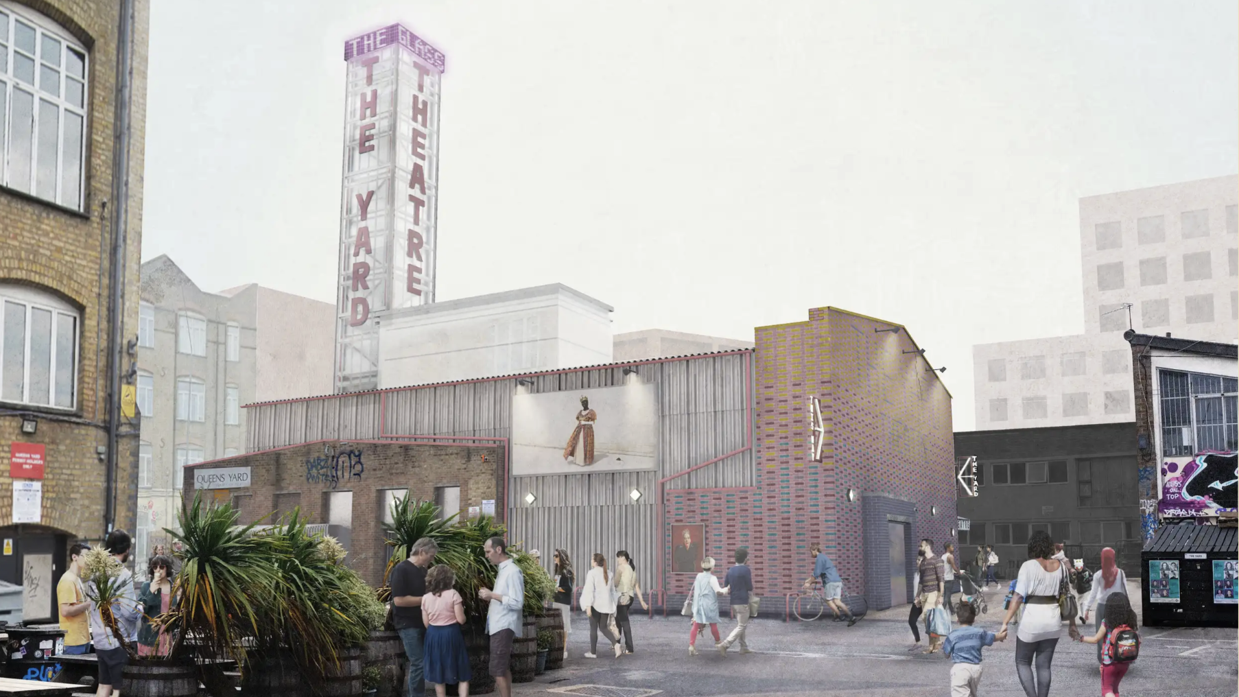 an image showing a graphic rendering of the new Yard theatre site in Hackney