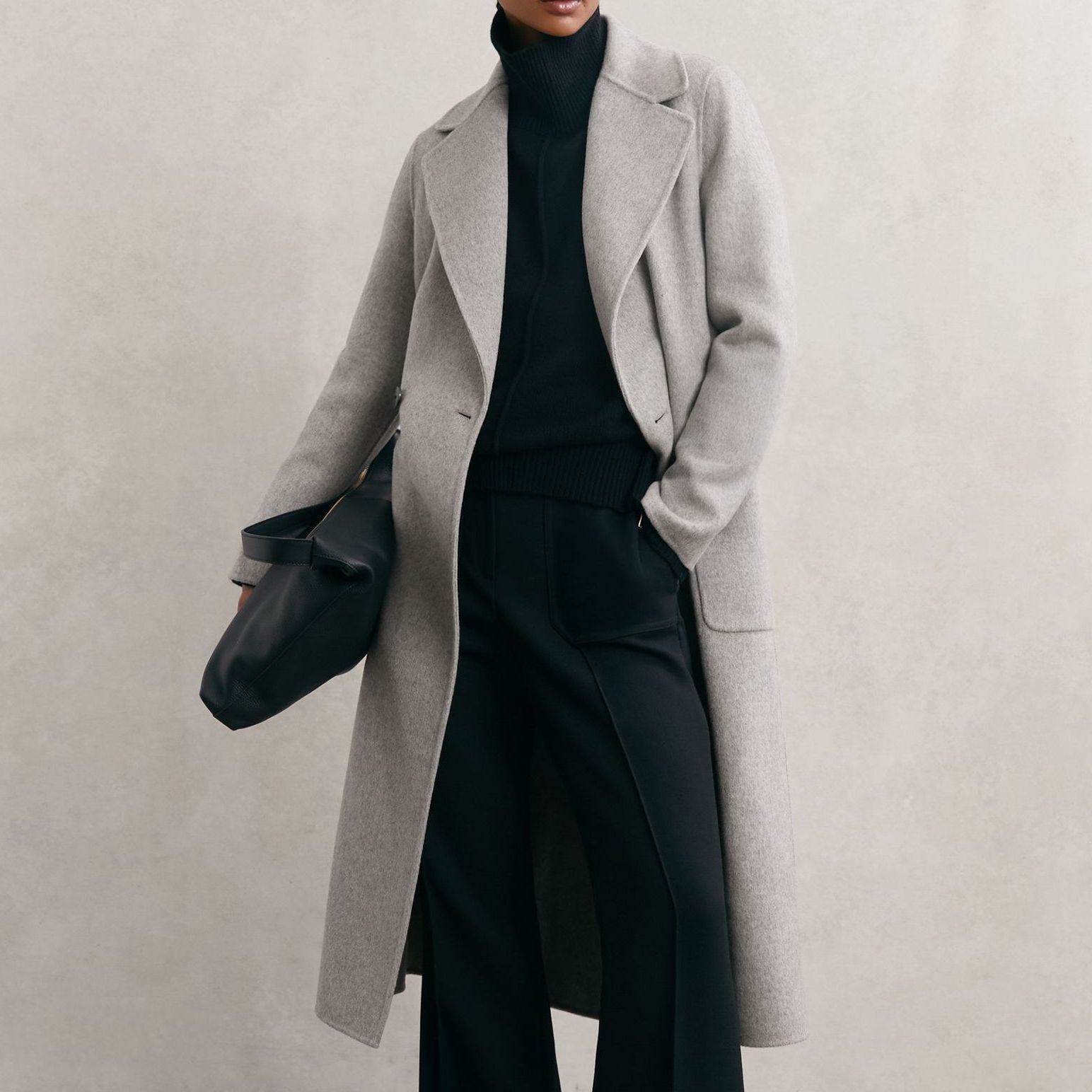 Reiss Wool-Blend Pale Grey Coat