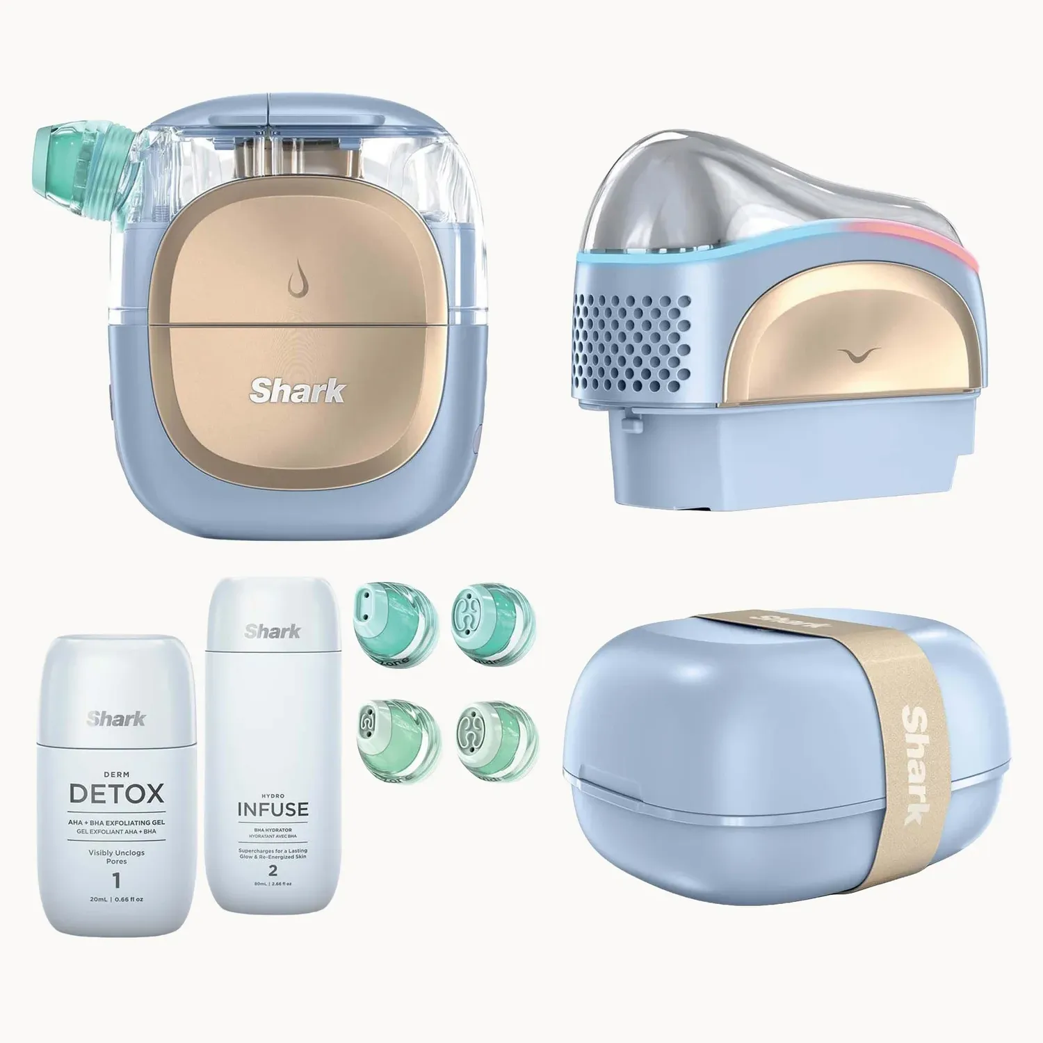 Shark Beauty Facialpro Glow + Depuffi at Home Facial Spa Blue