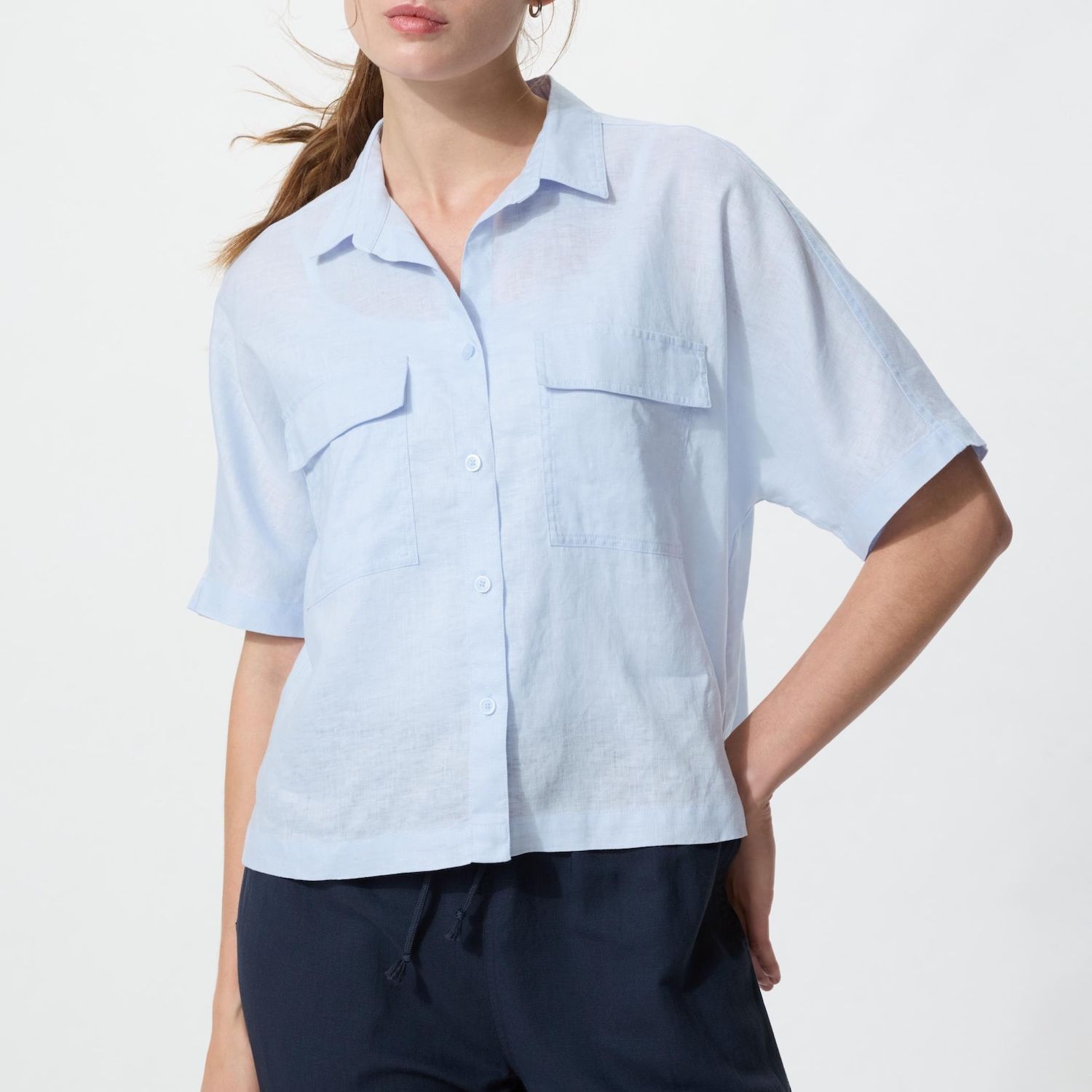 100% Premium Linen Skipper Collar Shirt (boxy)