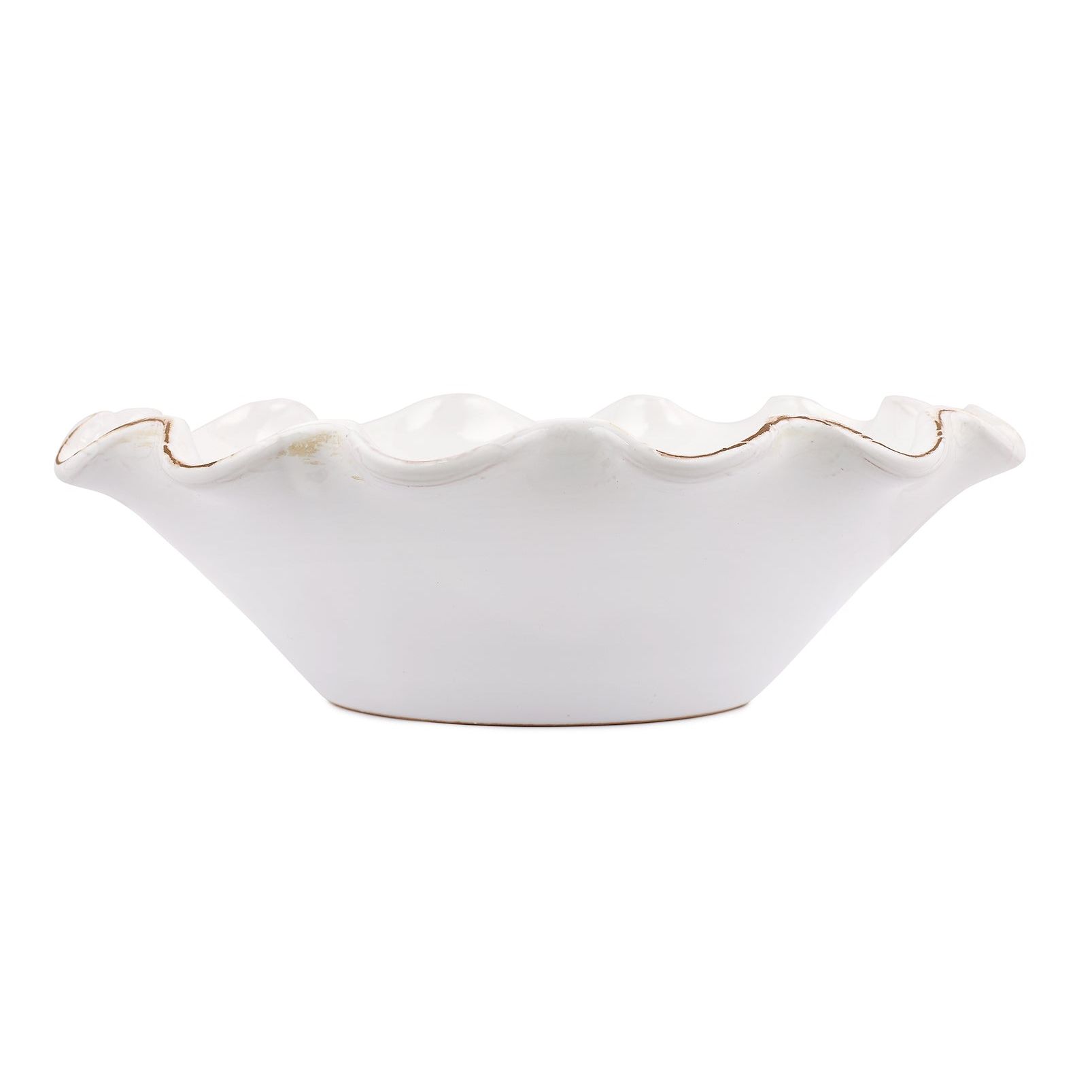 Ruffle Ceramic Bowls, White - Medium