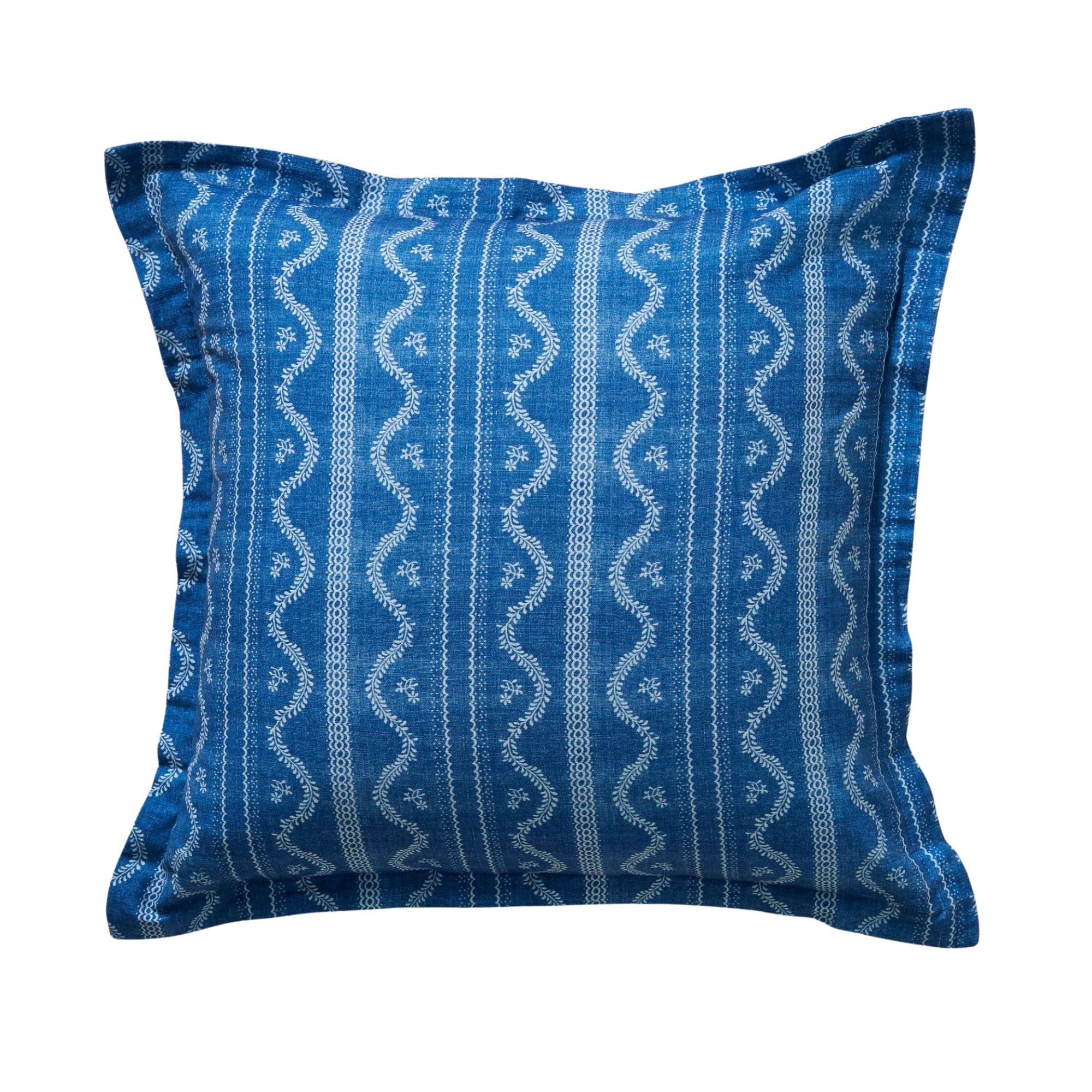 Botanical Blue Printed Floral Pillow Cover