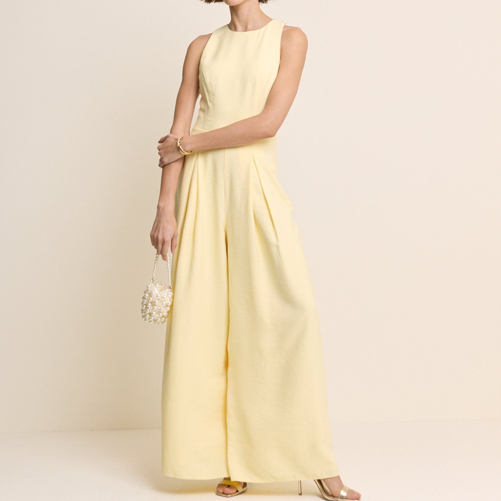 Butter Yellow Sleeveless Reign Wide Leg Jumpsuit