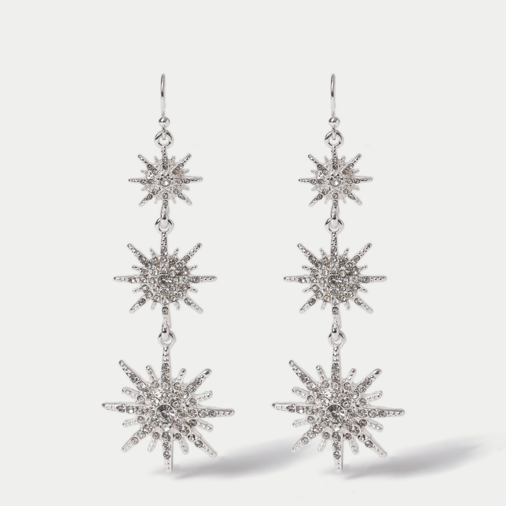 3 Drop Snowflake Christmas Earrings
