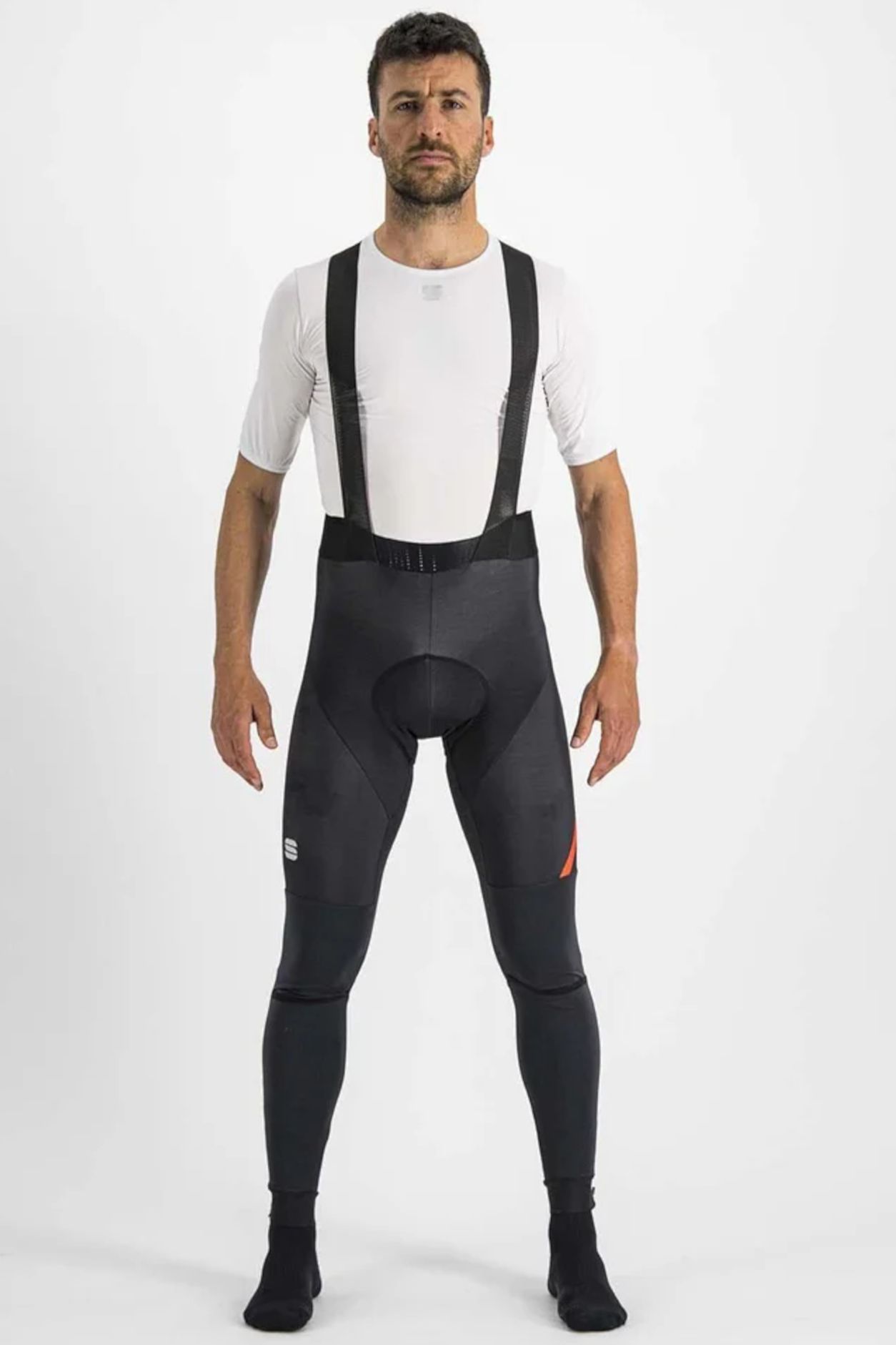 A cyclist wearing a pair of Sport Fiandre bib tights