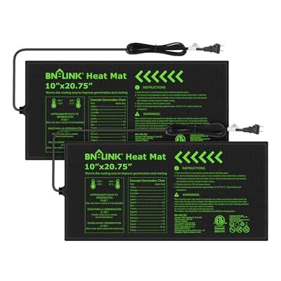 Bn-Link Durable Seedling Heat Mat for Seed Starting 10" X 20.75", 2 Pack Waterproof Warming Mat Plant Heating Pad for Seed Germination, Indoor Growing, Hydroponic, Greenhouse, Etl Listed