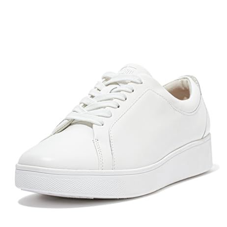 Fitflop Women's Rally Trainers - Soft Leather Tennis Sneakers - Comfortable, Lightweight With Natural Arch Support - Urban White - 5.5 Uk