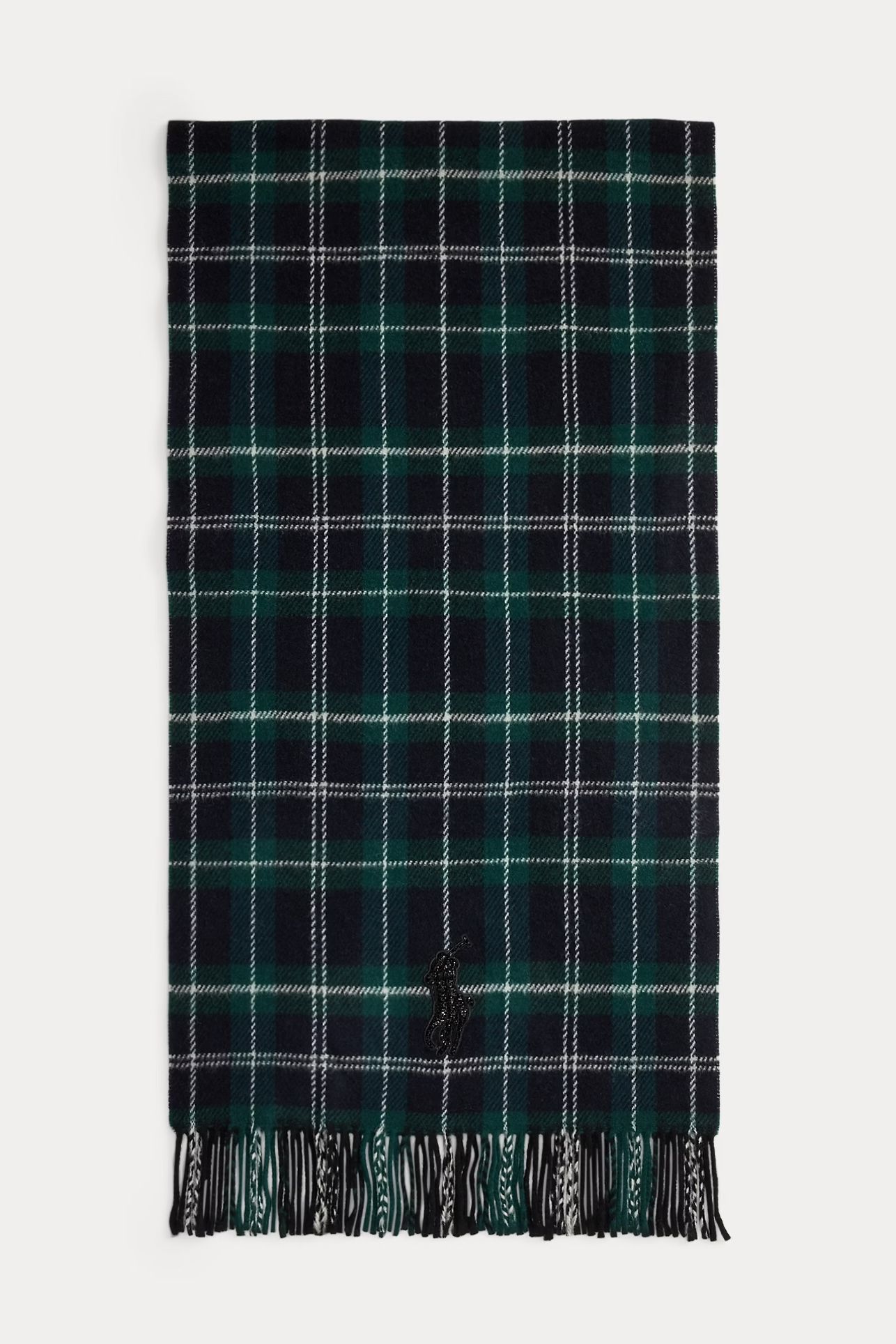 Polo Ralph Lauren Beaded Big Pony Plaid Wool Scarf