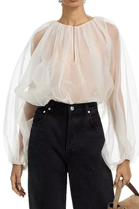 Frame, The Sheer Silk Balloon Blouse