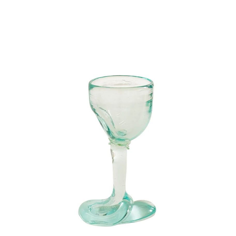 Aqua blue sculptural Nick and Nora glass